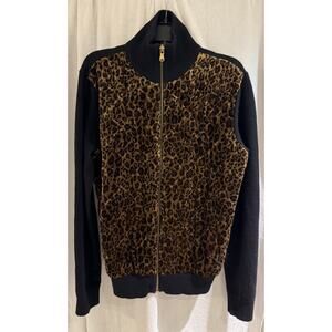 Ralph Lauren Rayon/Silk Women's Zip Jacket Quilted Size Medium Leopard A+